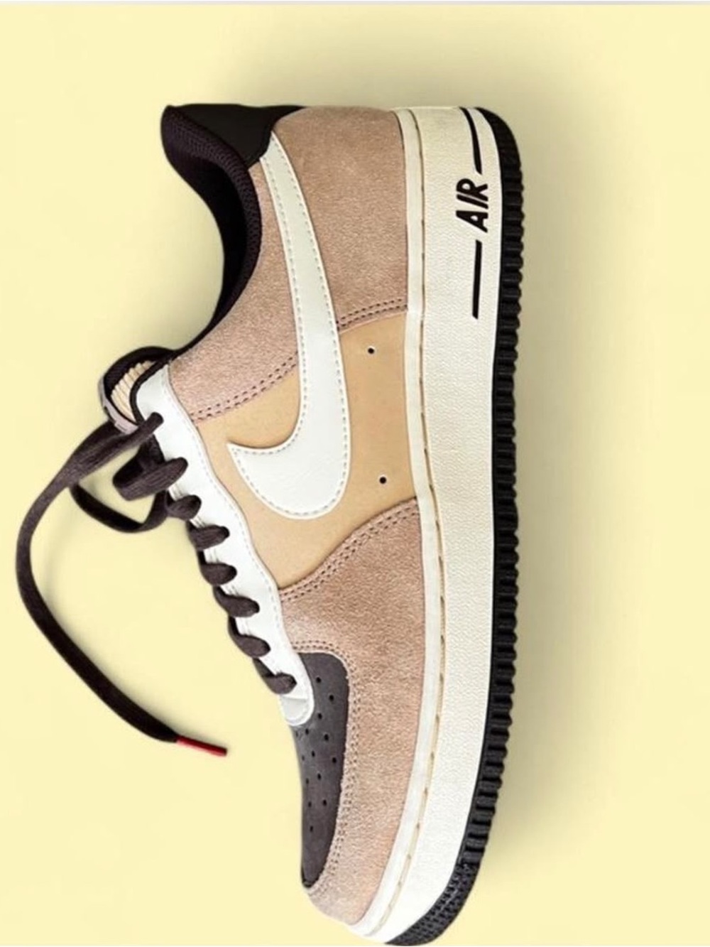 Men's Low-Top Suede Sneakers in Beige, White & Black
